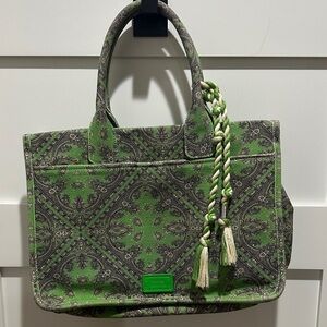 Vince Camuto Green and Black Patterned Tote